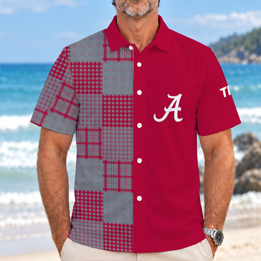 [BIG SALE] PERSONALIZED UNI08 ABC ALABAMA CRIMSON TIDE SHORT-SLEEVE HAWAIIAN SHIRT