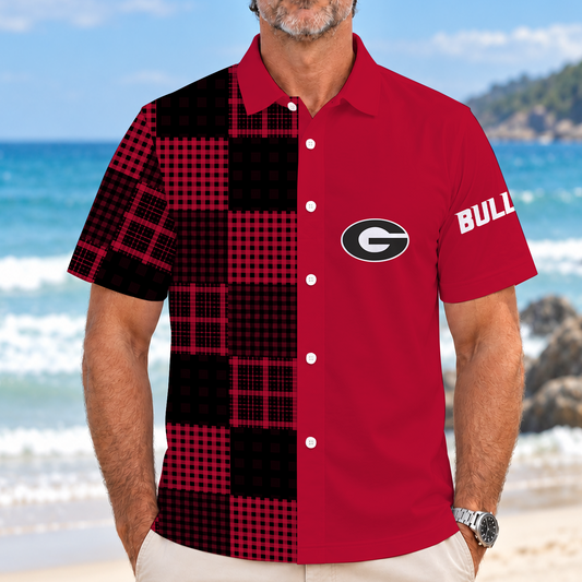 [BIG SALE] PERSONALIZED UNI09 GEB GEORGIA BULLDOGS SHORT-SLEEVE HAWAIIAN SHIRT