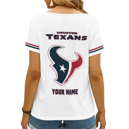 [SPECIAL OFFER] NEW CUSTOMIZED NFL15 HTT HOUSTON TEXANS V-NECK FEMALE SHIRT