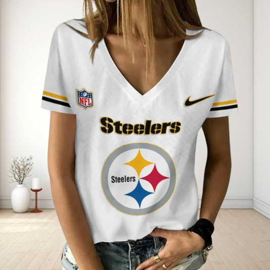 [SPECIAL OFFER] NEW CUSTOMIZED NFL14 PSB PITTSBURGH STEELERS V-NECK FEMALE SHIRT